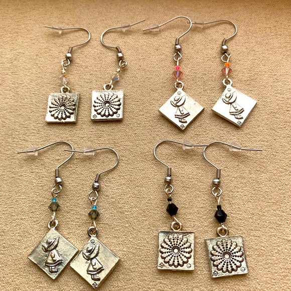 Quilter Block Drop Earrings - Picture 1 of 2